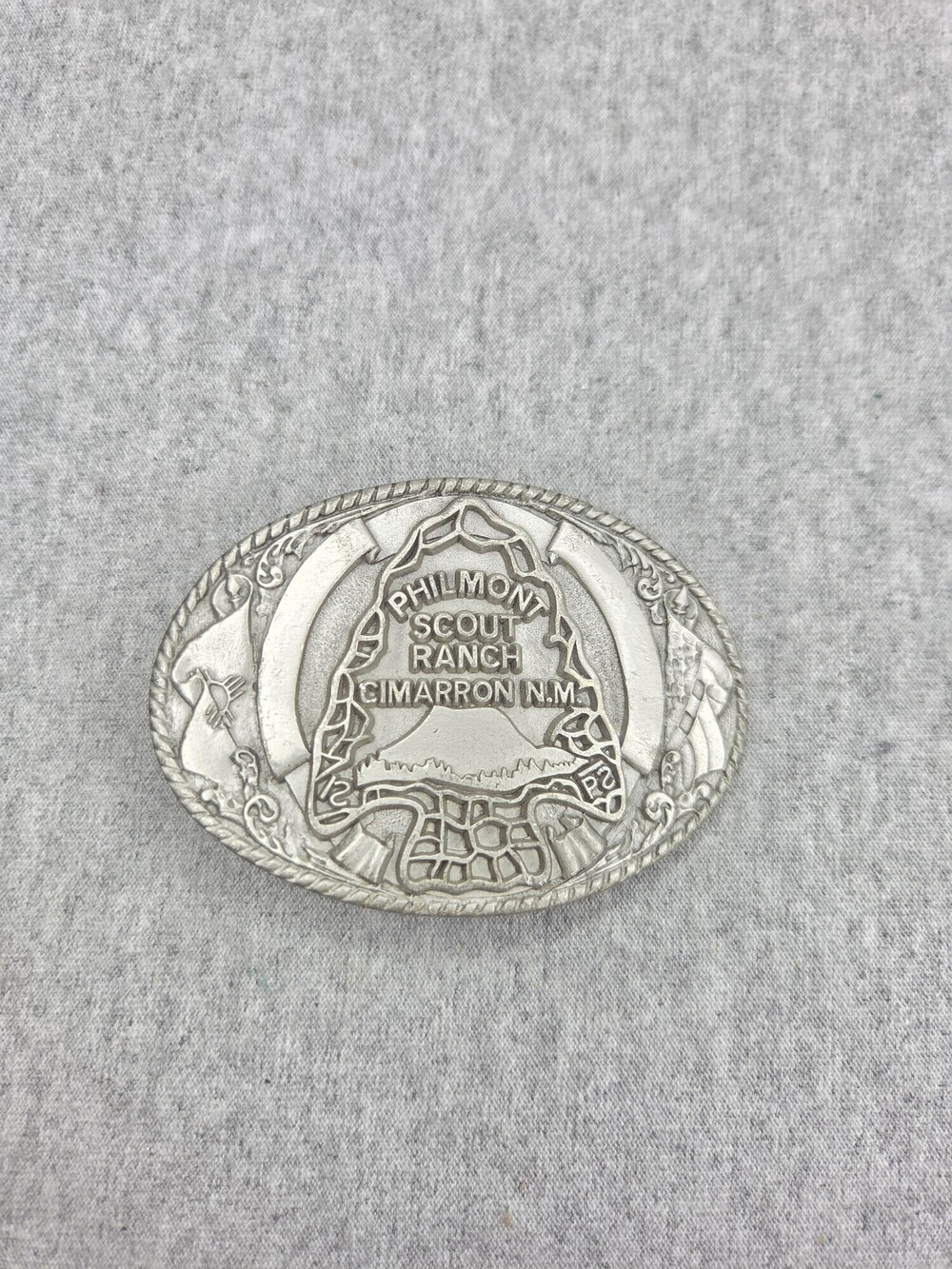 Vintage Boy Scouts of America Philmont Scout Ranch Solid Pewter Belt Buckle Rare